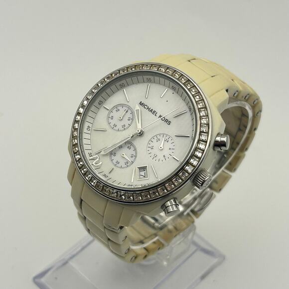 Michael Kors Runway MK-5079 White Acrylic Band Women’s Watch New Battery main image 4